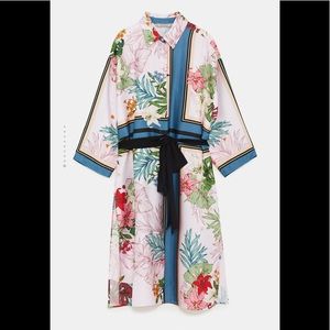 Floral printed shirt dress